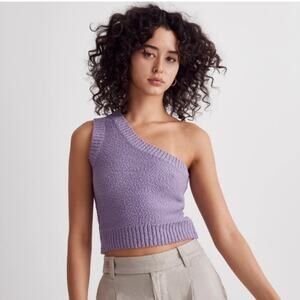 Madewell | Textural Knit One Shoulder Sweater Tank Top Cropped Purple Medium